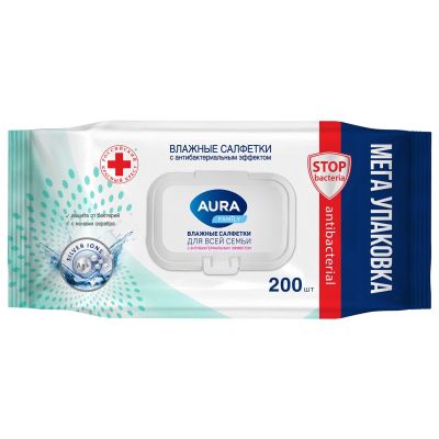 Влажные салфетки АУРА 200л с клапаном